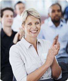 Business woman clapping in appreciation