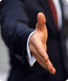 Business man offering hand in appreciation
