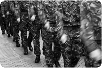 Army soldiers marching in time