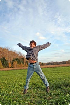 Happy lad celebrating
