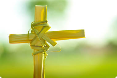 Palm leaves woven into a cross